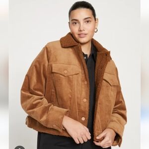 Universal Standard Parker Teddy-Lined Corduroy Jacket - Brown Tan Size XL Nwot